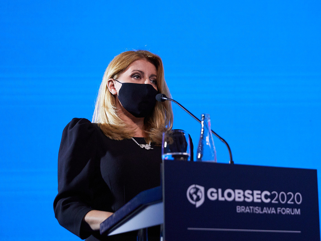 Prezidentka Zuzana Čaputová počas príhovoru na konferencii Globsec Bratislava fórum 2020.