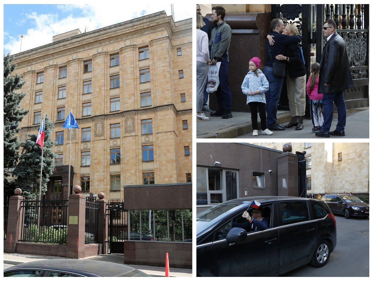 České veľvyslanectvo v Moskve. Pracovníci sa lúčia a odchádzajú.