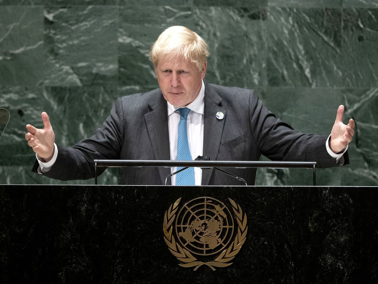 Boris Johnson počas príhovoru na VZ OSN