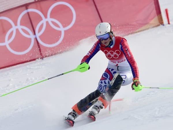 Petra Vlhová počas prvého kola slalomu žien na ZOH 