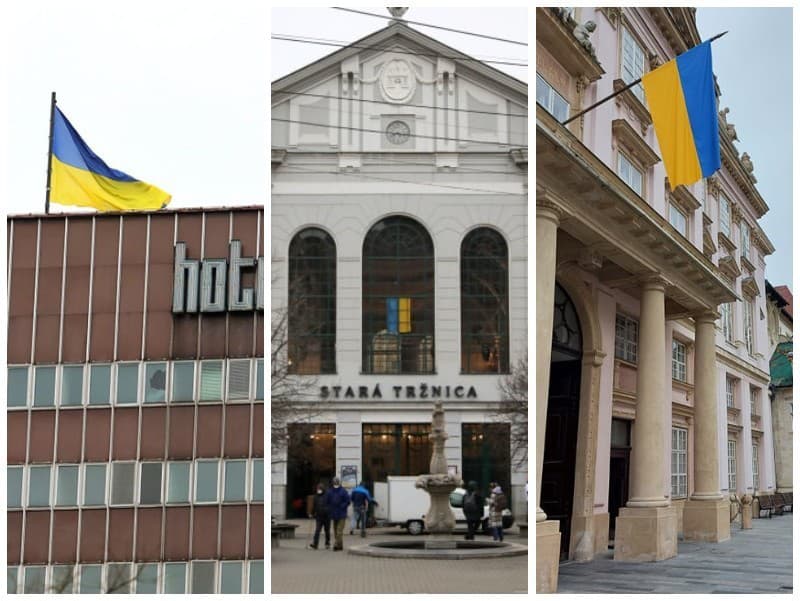 Vlajky solidárnosti na znak podpory Ukrajiny sú po celej Bratislave.