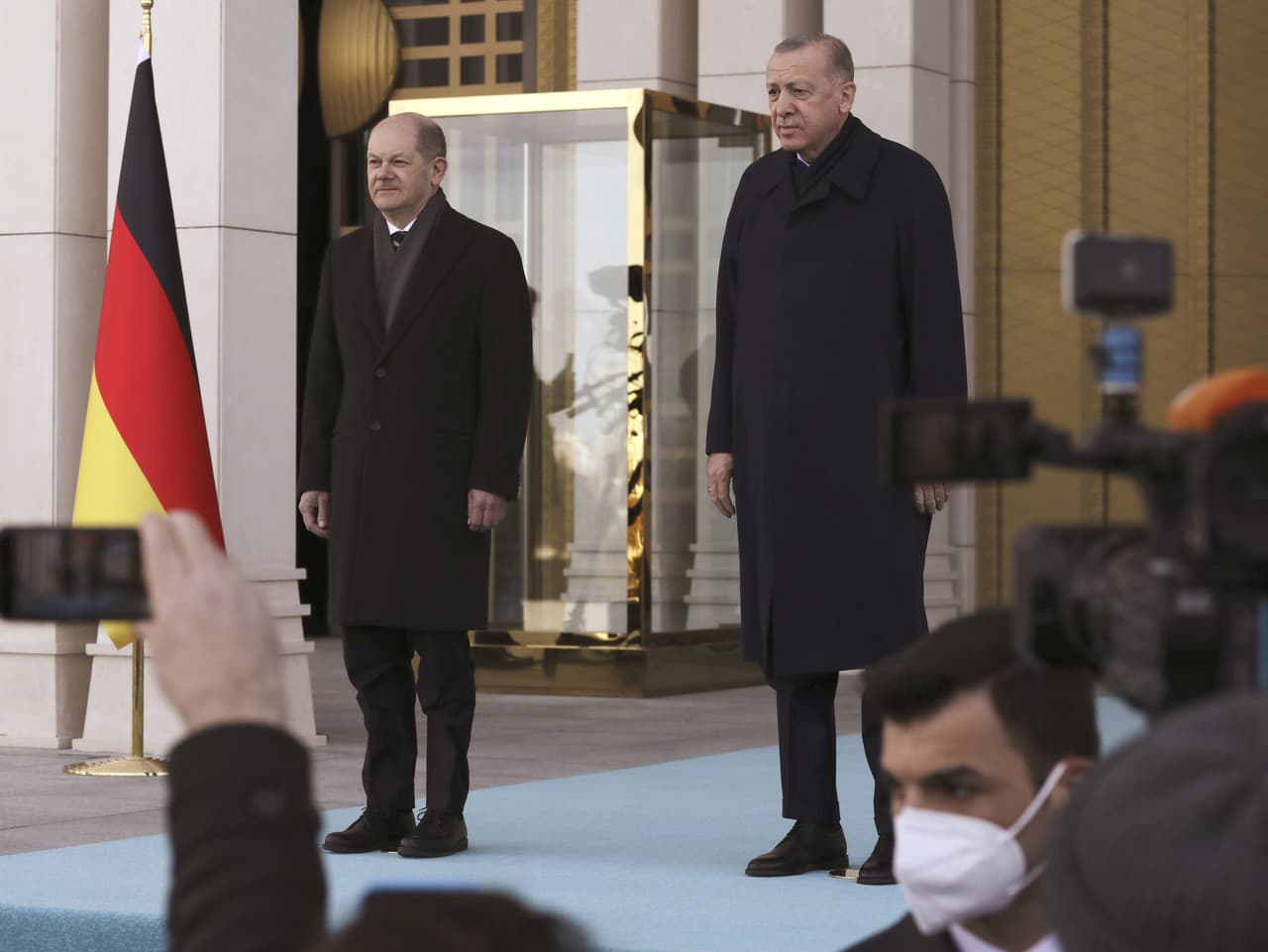 Turecký prezident Recep Tayyip Erdogan a nemecký kancelár Olaf Scholz