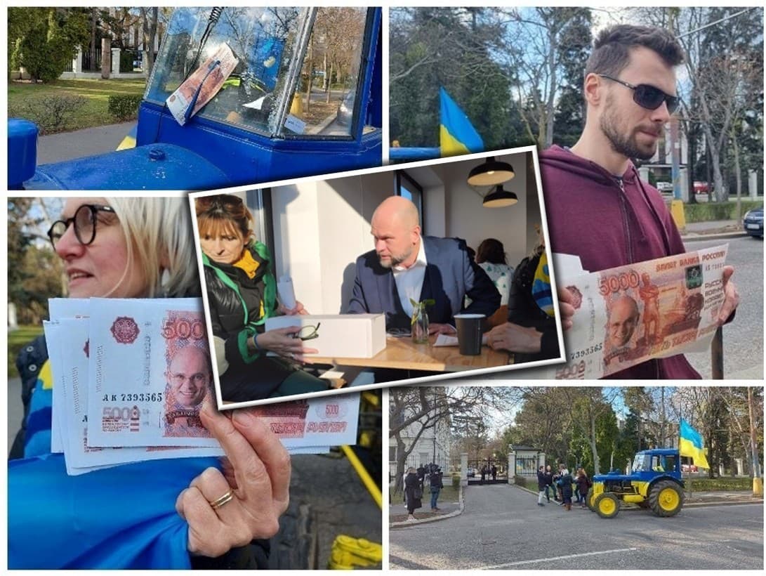 Sulíkovi na protest vytlačili vlastnú verziu rubľov a nechýbal ani ukrajinsky sfarbený traktor.