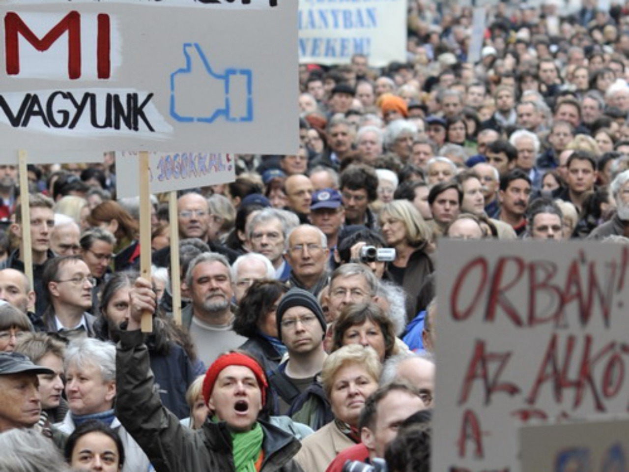 Demonštranti v uliciach Budapešti