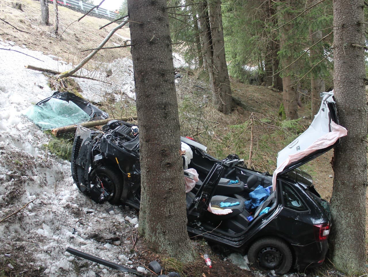 Auto ostalo zakliesnené medzi stromami