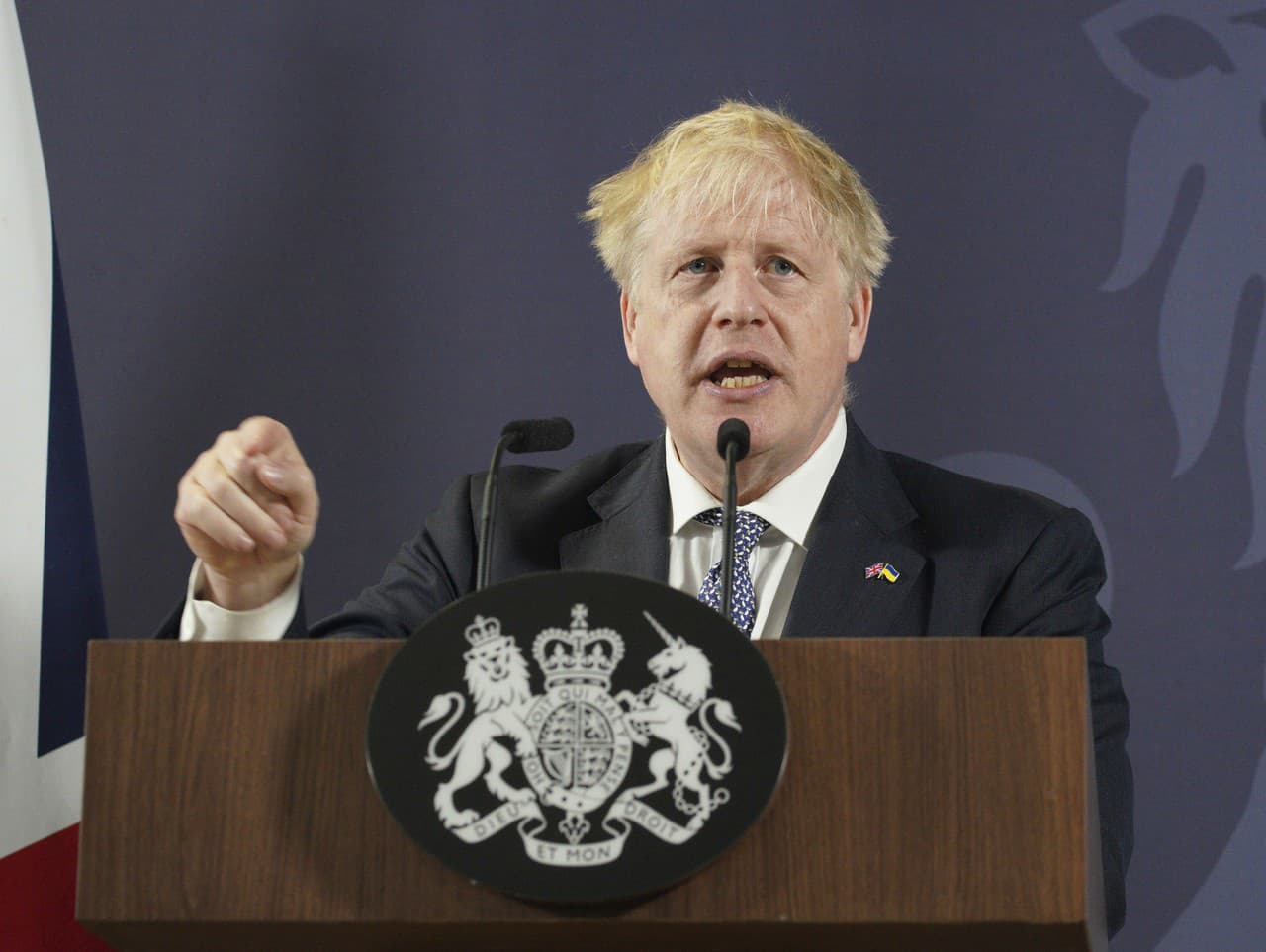 Boris Johnson reční na univerzite v Blackpoole.