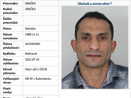 Z pracoviska v Kalamenoch pri Ružomberku v utorok ráno utiekol väzeň Stanislav Oračko.