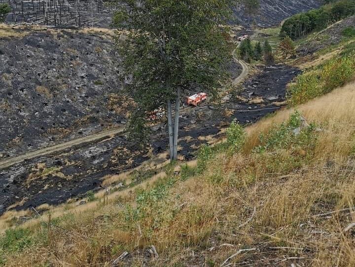 Slovenskí hasiči zasahujú pri požiari v Českom Švajčiarsku už deviaty deň