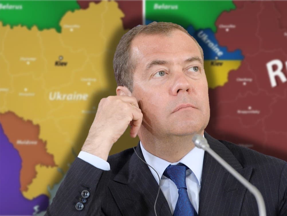 Dmitrij Medvedev už má zrejme jasnú predstavu o budúcom území terajšej Ukrajiny.
