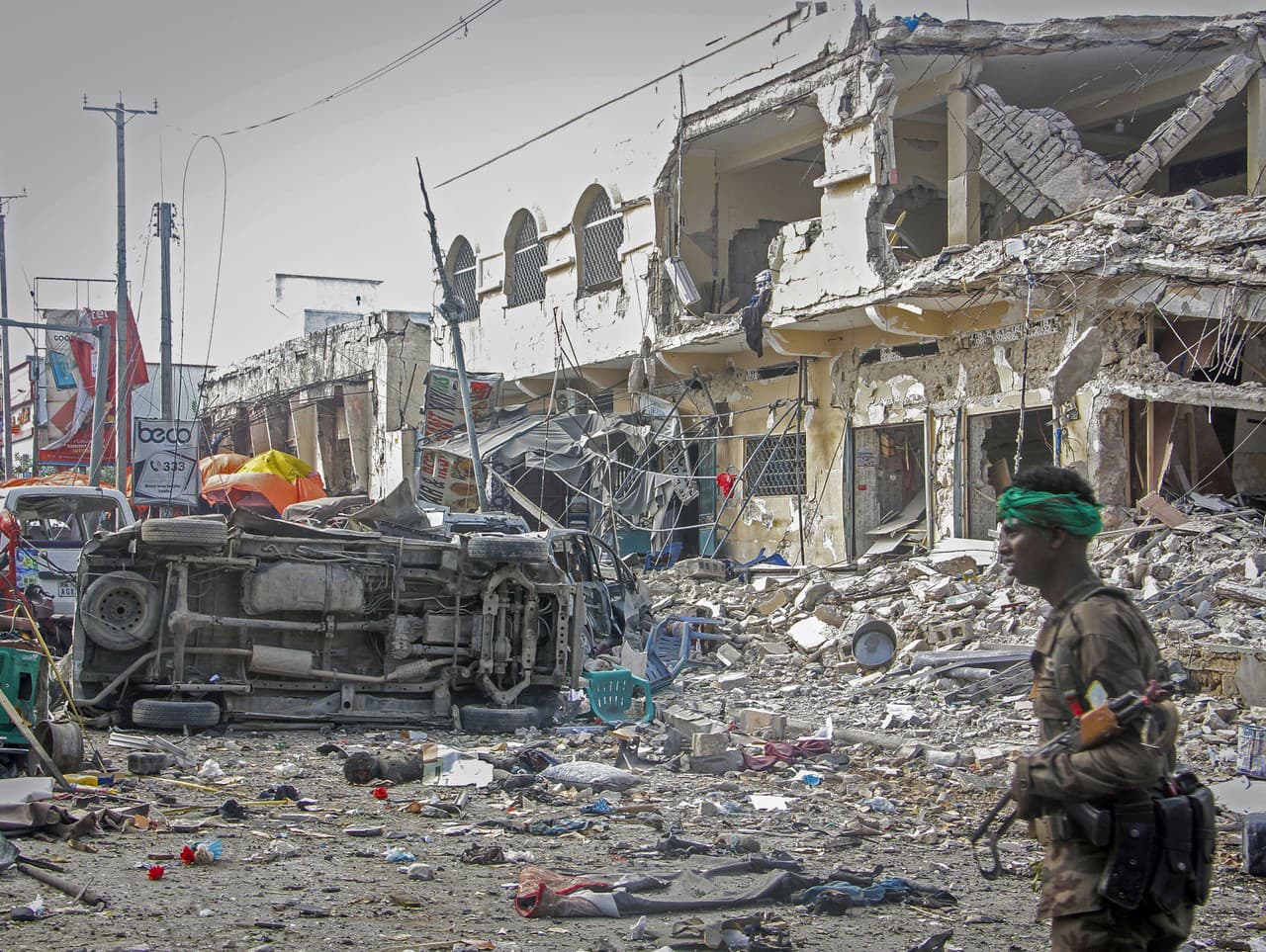 Zničené mesto Mogadišo.