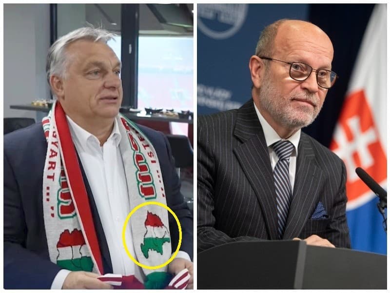 Orbán si po futbale na seba obliekol šál s vyobrazeným starým Maďarskom, ktorého súčasťou bolo naše územie