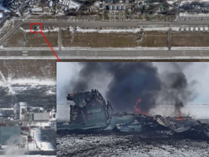 Lietadlo Beriev A-50U zničili drony po útoky na vojenskú základňu v Bielorusku. 