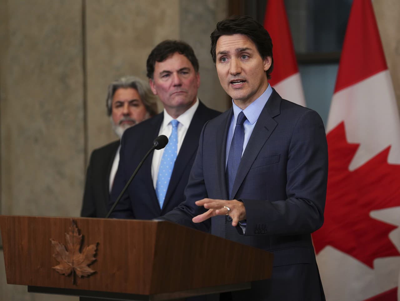 Kanadský premiér Justin Trudeau počas tlačovej konferencie v Ottawe