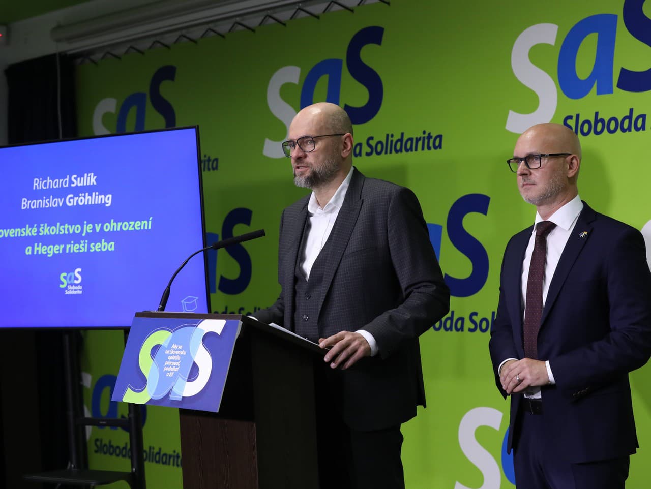 Členovia strany Sas Richard Sulík a Branislav Gröhling 
