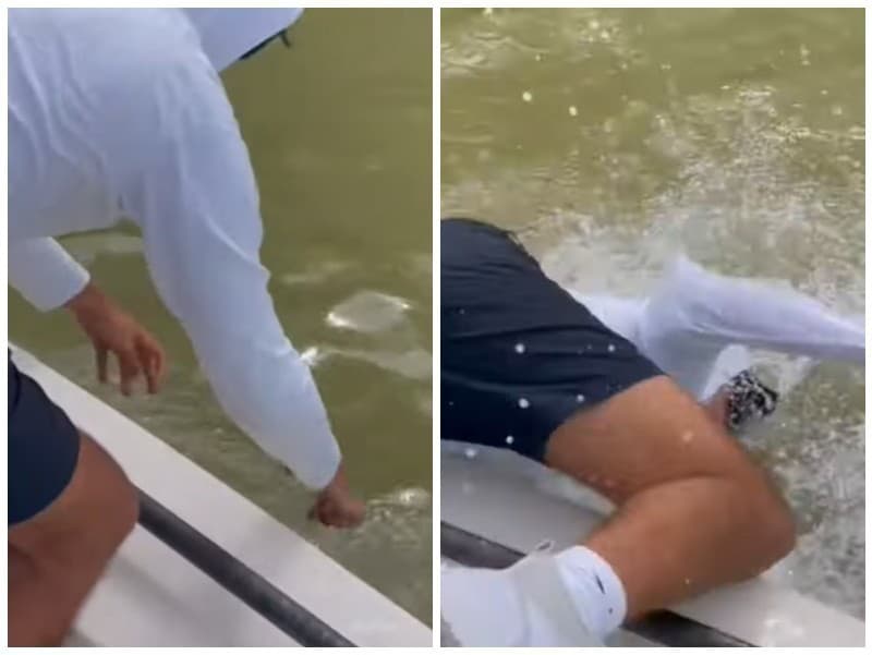 Muža cez palubu lode pretiahol žralok.