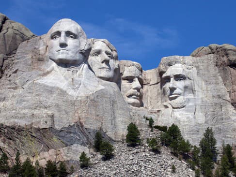 Pamätník Mount Rushmore v Južnej Dakote, USA. (George Washington, Thomas Jefferson, Abraham Lincoln, Theodore Roosvelt).