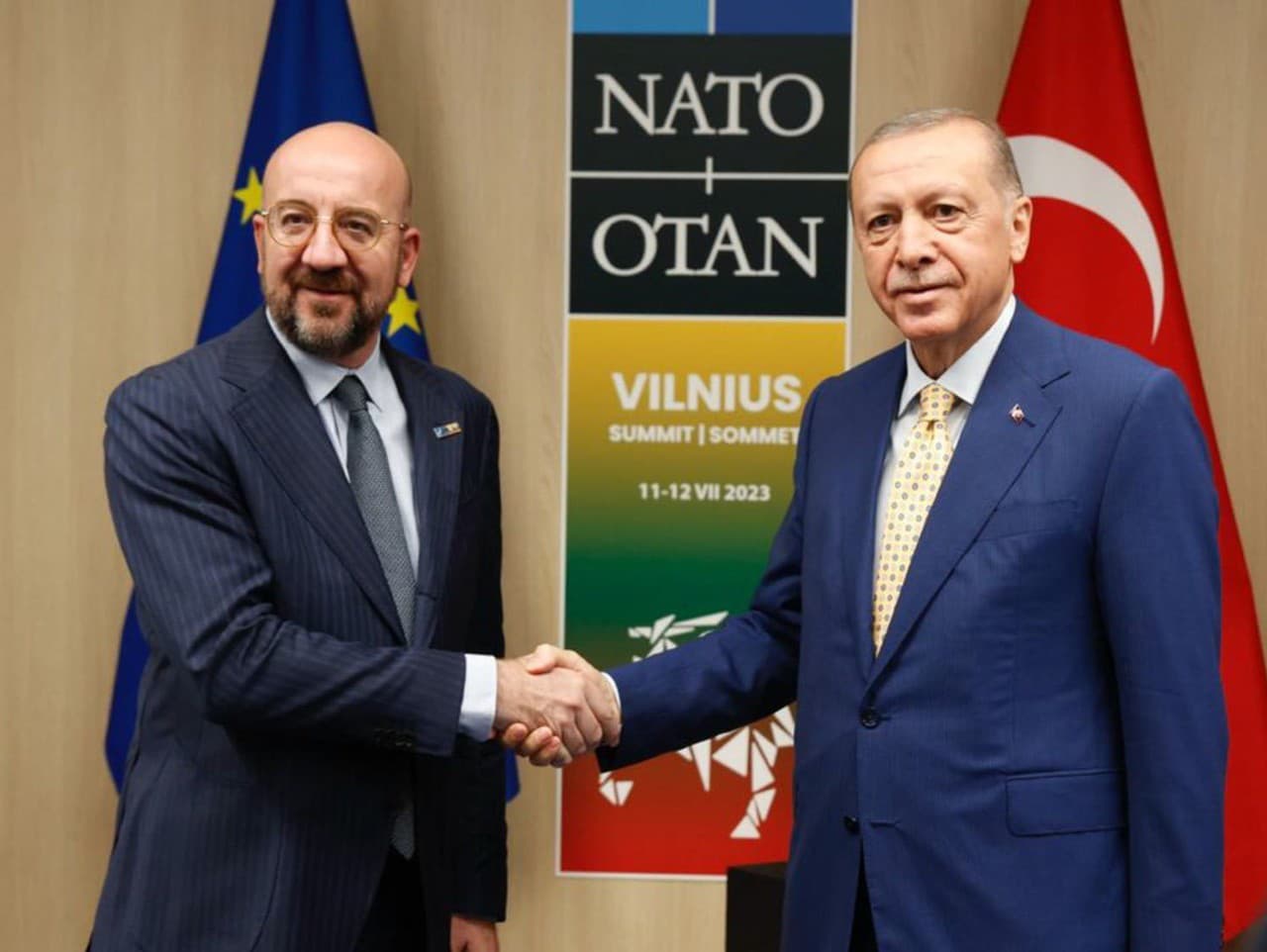 Predseda Európskej rady Charles Michel a turecký prezident Recep Tayyip Erdogan