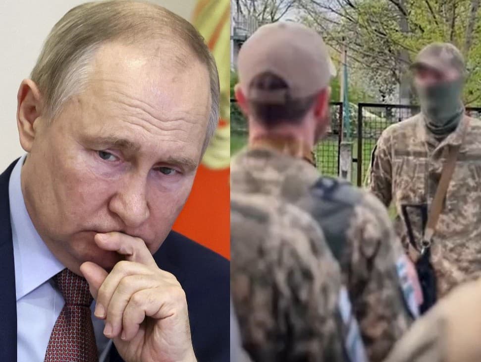prezident Ruskej federácie Vladimir Putin a cvičenie partizánov Légia Sloboidného Ruska