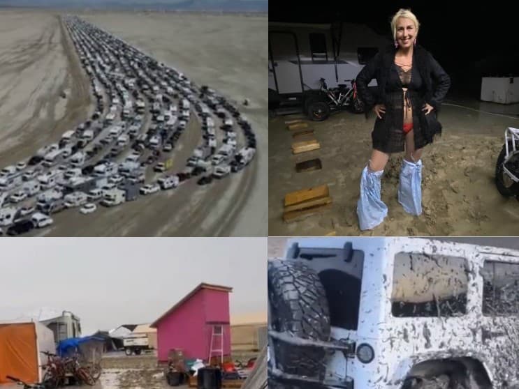 Festival Burning Man 2023 v americkej Nevade musel byť pre silný dážď prerušený. Z púšte sa však dalo dostať až po troch dňoch.