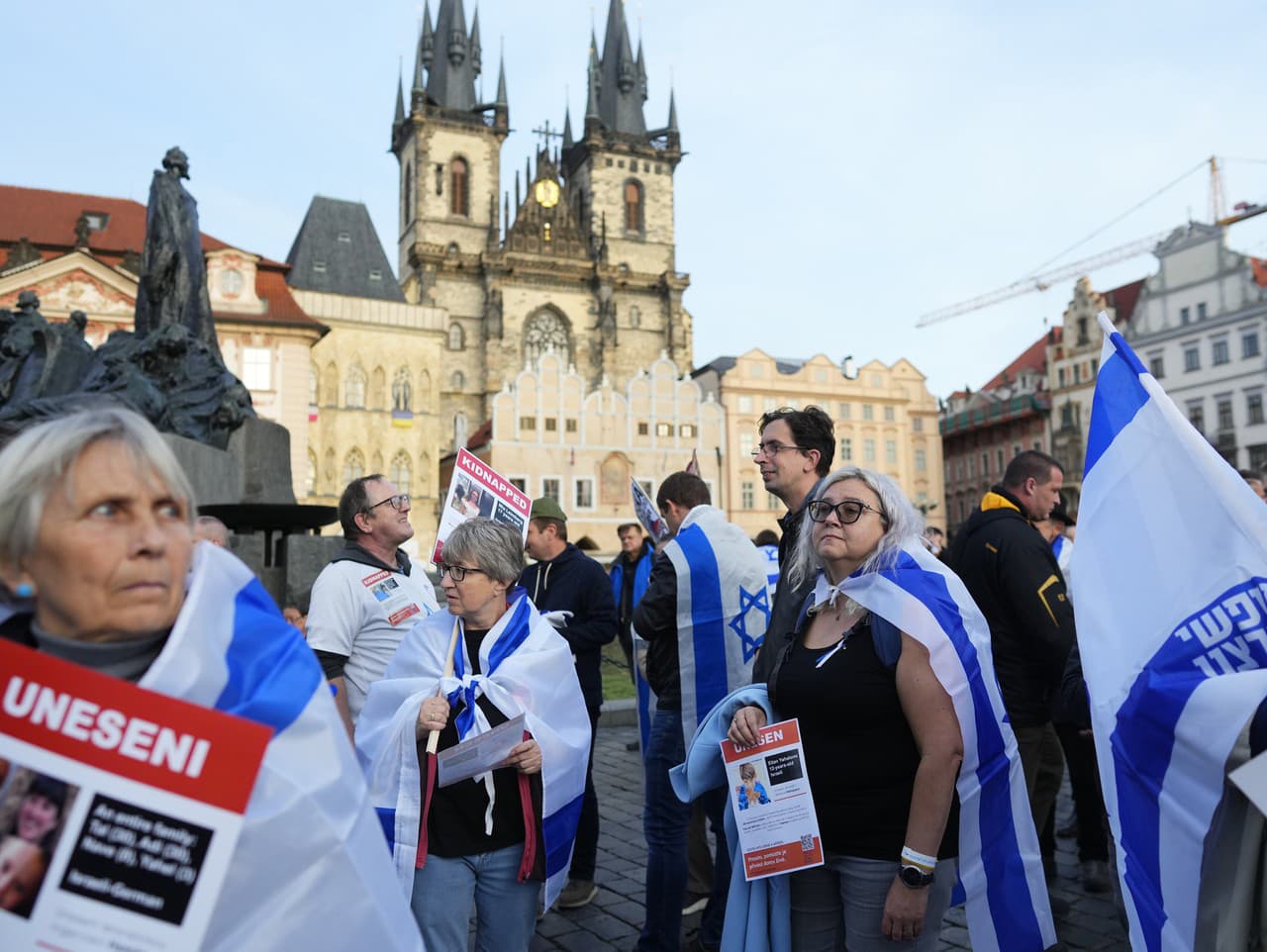 Zhromaždenie Spoločne za Izrael na Staromestskom námestí v Prahe