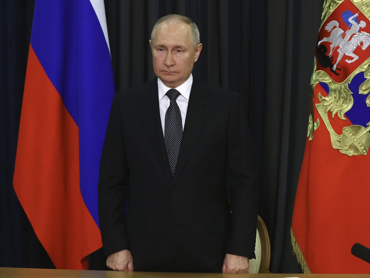 Prezident Ruskej federácie Vladimir Putin na plenárnom zasadnutí ľudovej strany v Moskve