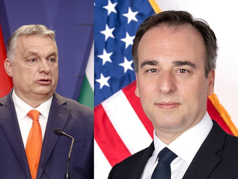 Maďarský premiér Viktor Orbán a americký veľvyslanec David Pressman.