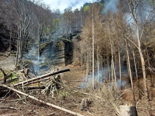 V Národnom parku České Švajčiarsko opäť vypukol požiar
