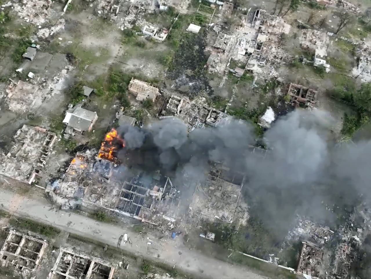 Mesto Vovčansk počas bombardovania ruskou armádou