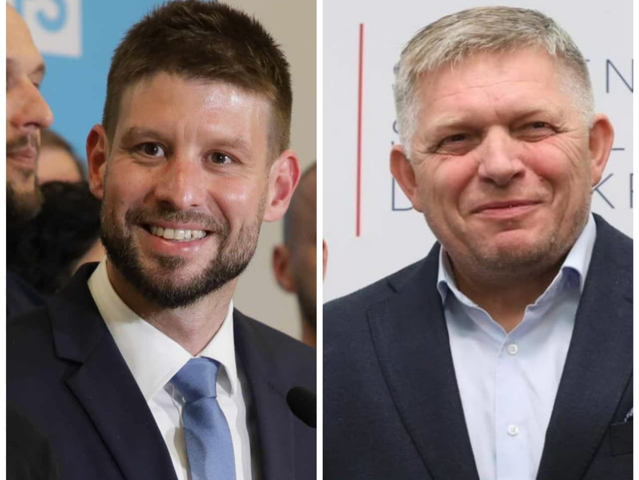 Predseda PS Michal Šimečka, predseda Smeru-SD Robert Fico a predseda Hlasu-SD Matúš Šutaj Eštok