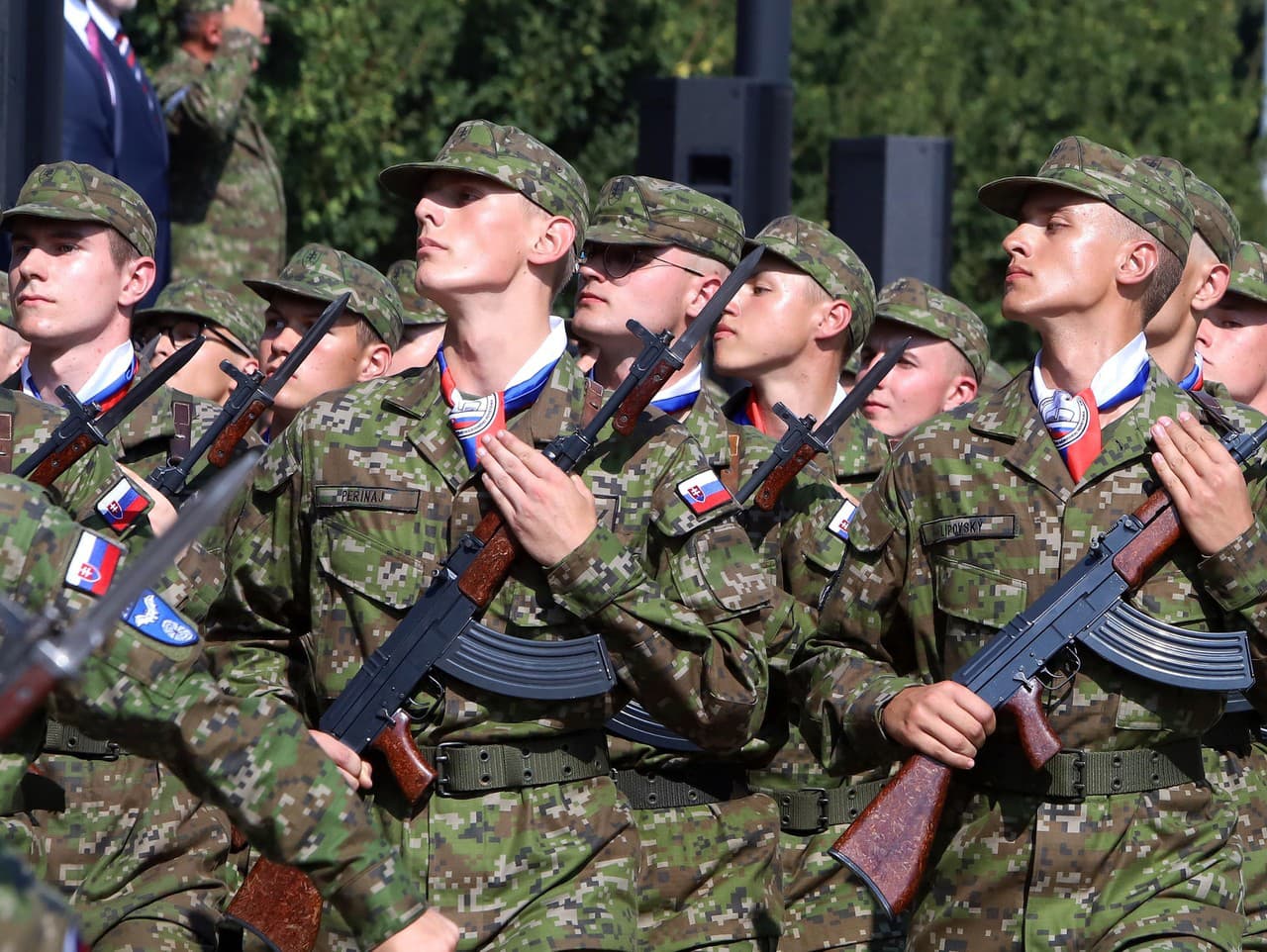 Slávnostná vojenská prísaha na centrálnych oslavách 80. výročia Slovenského národného povstania (SNP) pri Pamätníku SNP v Banskej Bystrici.