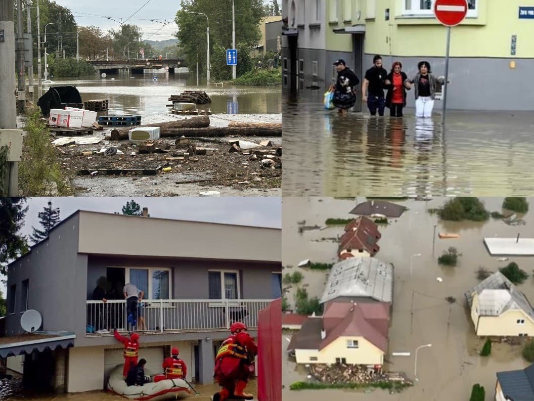 Evakuácia zaplavenej Ostravy a sídliska Přívoz