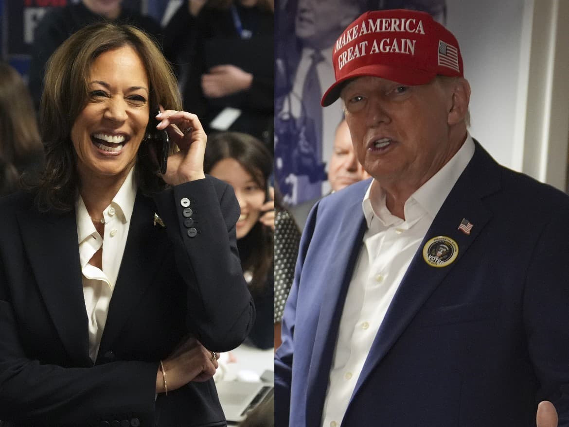 Kamala Harrisová vo svojej centrále vo Washingtone a Donald Trump v Palm Beach na Floride