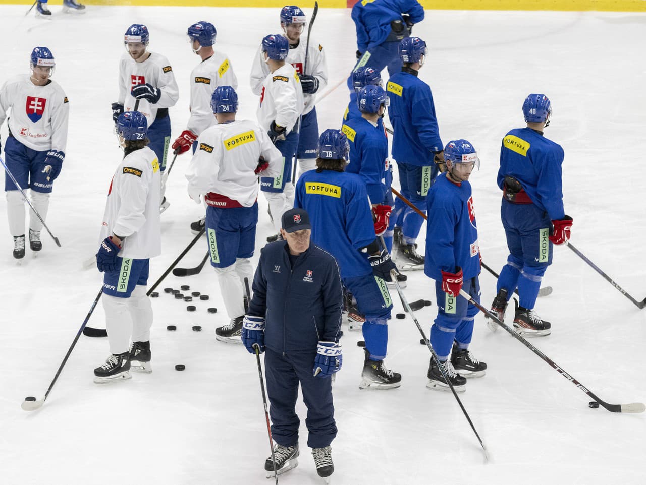 Tréner slovenských hokejistov Craig Ramsay počas tréningu na zraze slovenskej hokejovej reprezentácie