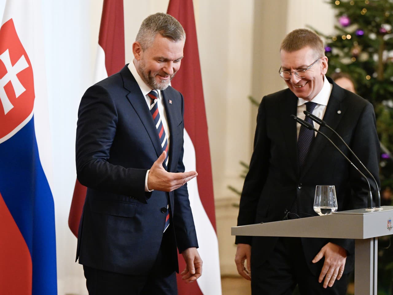 Peter Pellegrini a prezident Lotyšska Edgars Rinkévičs