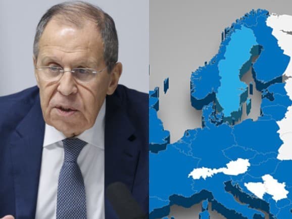 Minister zahraničných vecí Ruskej federácie Sergej Lavrov a členovia NATO v severnej, strednej a východnej časti Európy 