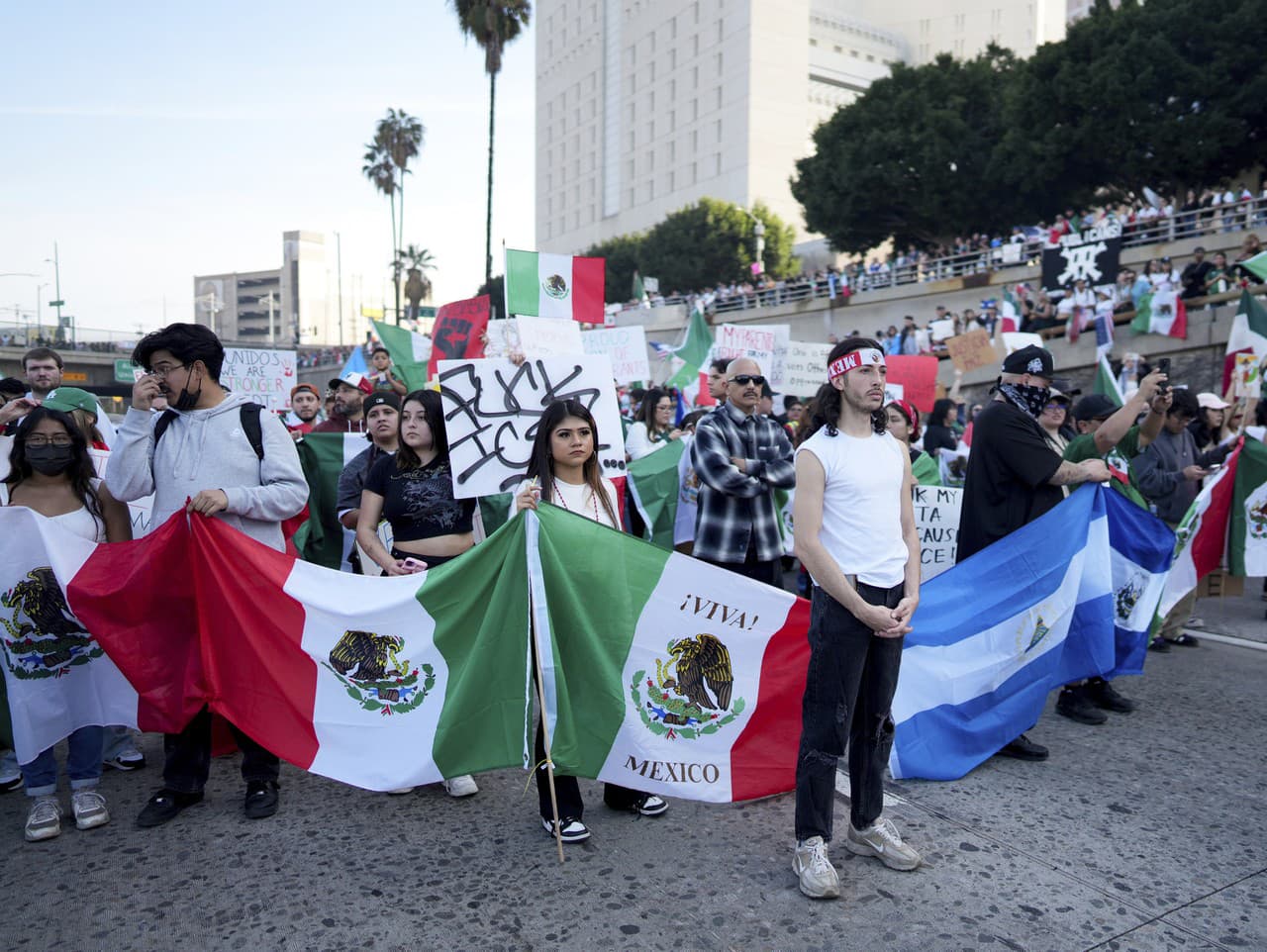 Demonštranti uzavreli diaľnicu 110 v LA počas protestu požadujúceho reformu prisťahovalectva.