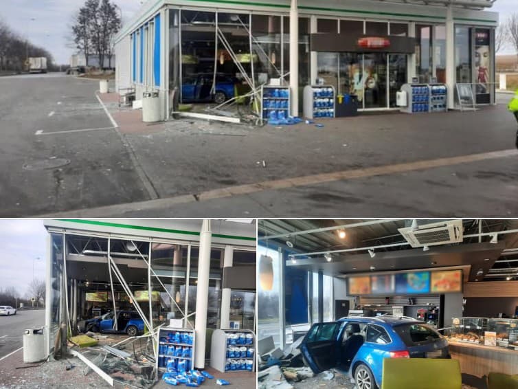 V Olomouci na čerpacej stanici došlo ku kurióznej nehode, mladý vodič vrazil s autom až do predajne