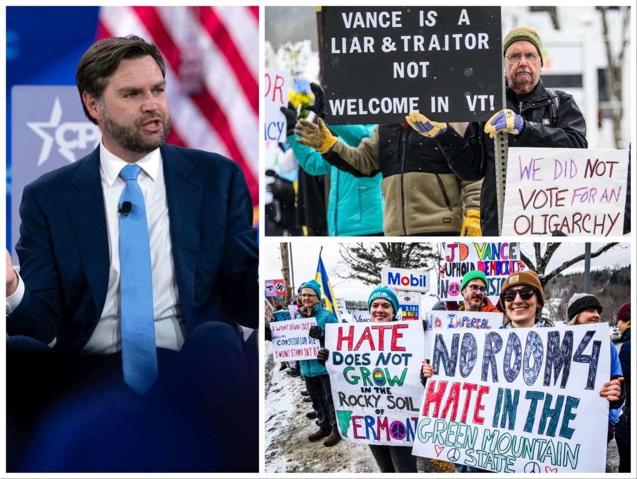 Kvôli americkému viceprezidentovi J. D. Vanceovi sa vo Vermonte zhromaždili stovky demonštrantov