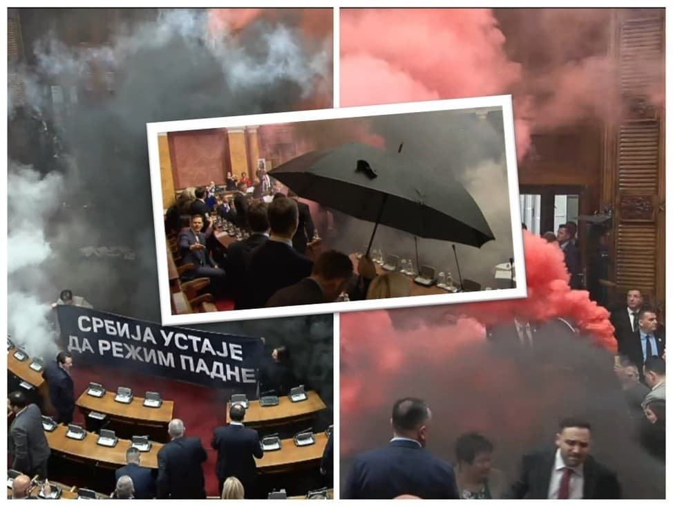 V Srbsku vypukol protest, aký sa v tamojšom parlamente ešte nikdy neodohral.