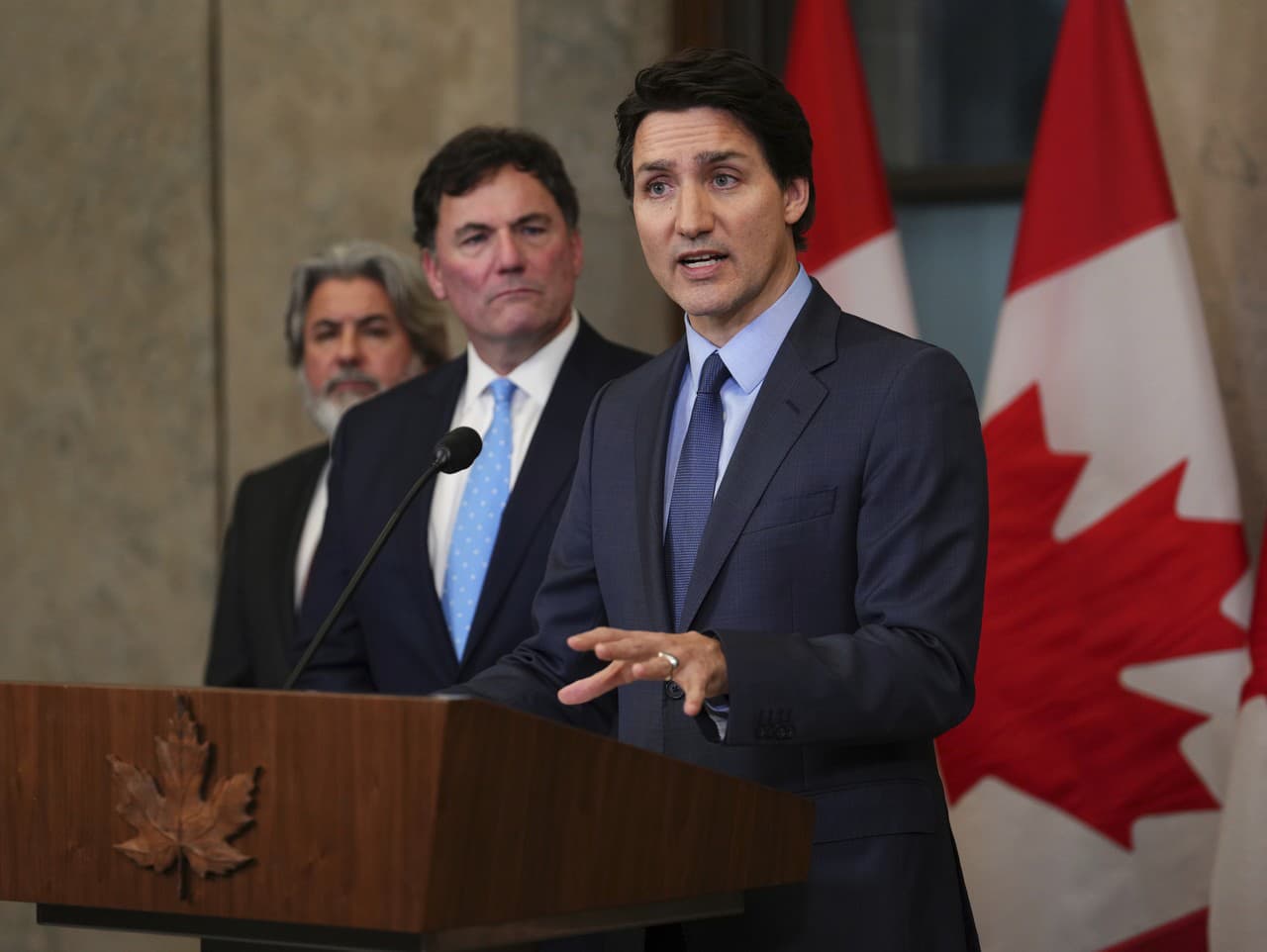 Kanadský premiér Justin Trudeau počas tlačovej konferencie v Ottawe