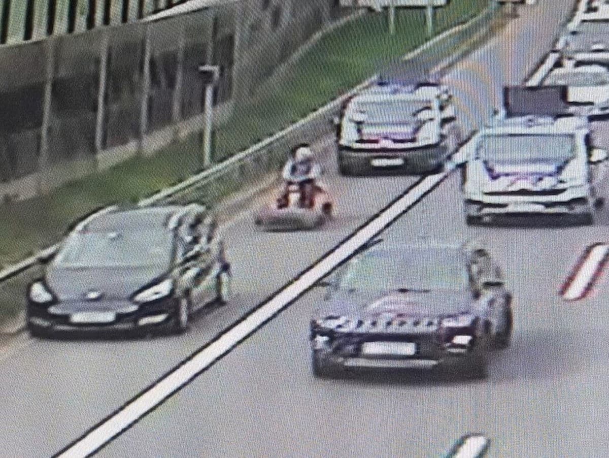 Deduško sa ocitol s kosačkou na diaľnici.