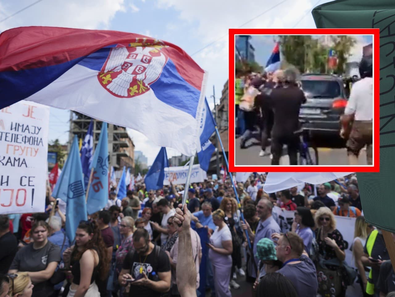 Vodič na SUV sa snažil prejsť počas demonštrácie v srbskom Novom Sade priamo cez dav ľudí