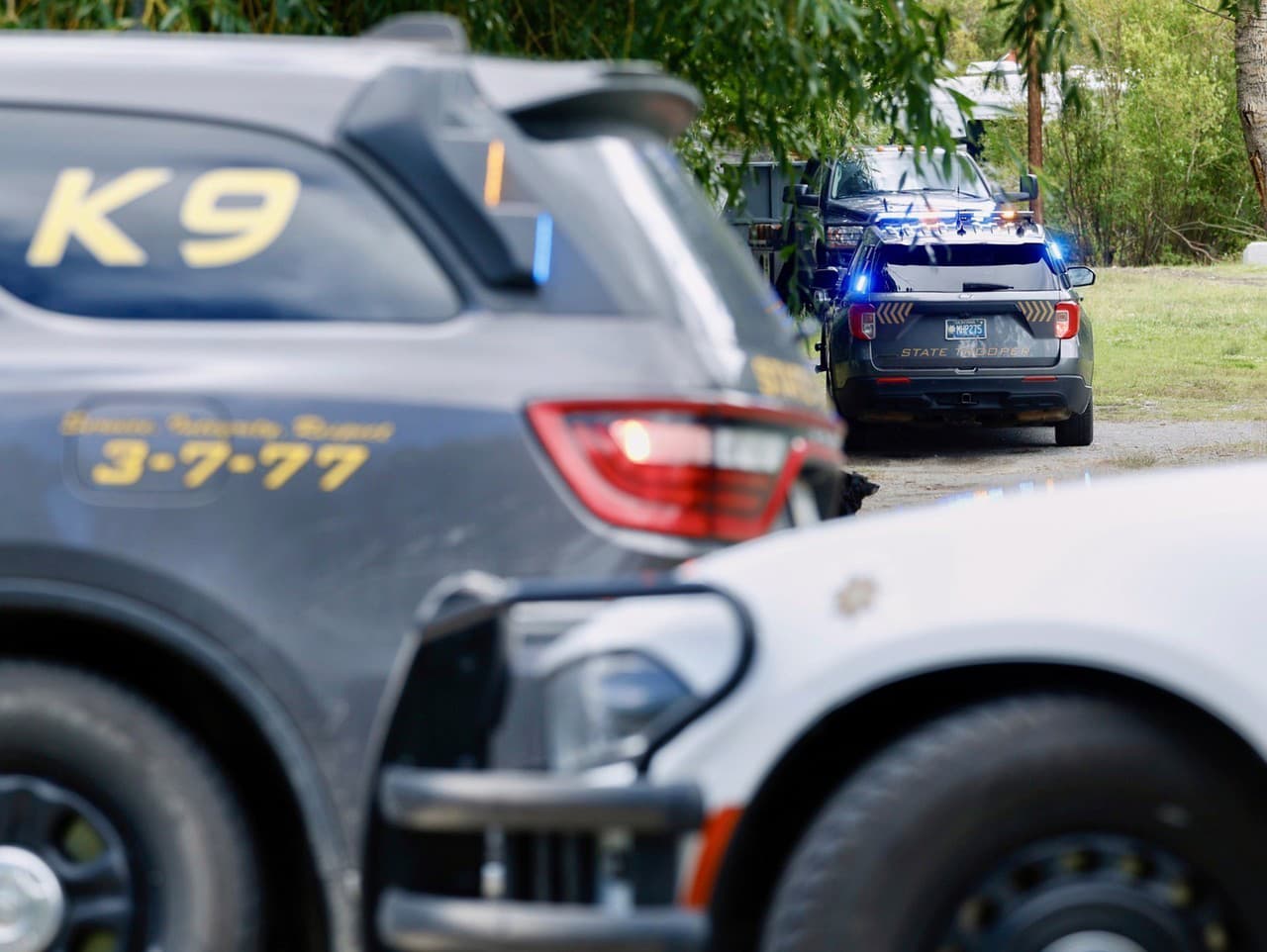 Pátracie tímy na mieste zadržania Michaela Paula Browna, podozrivého zo streľby v bare v meste Anaconda