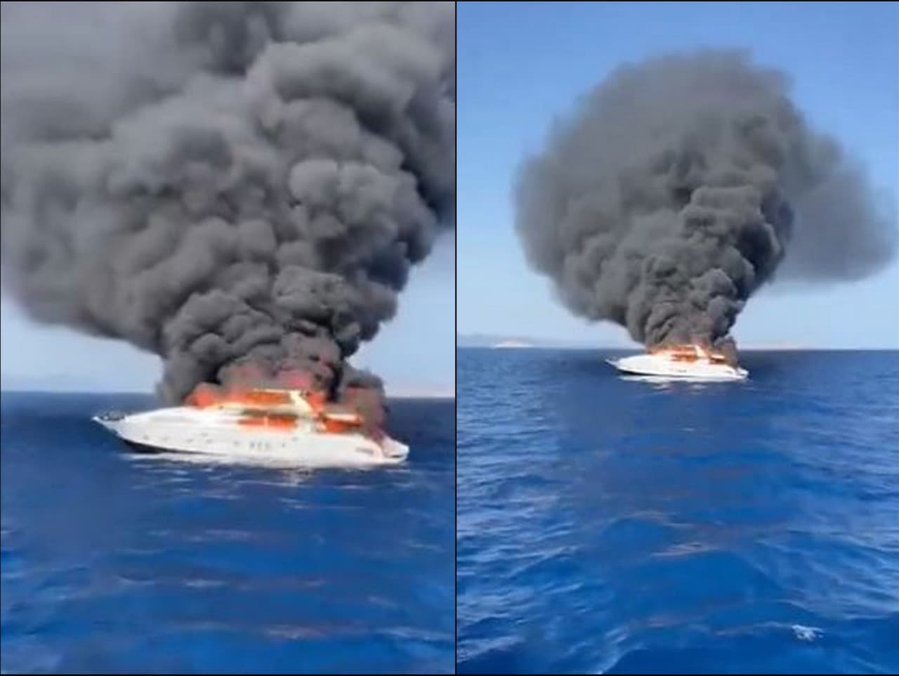 Jachtu pohltili plamene.