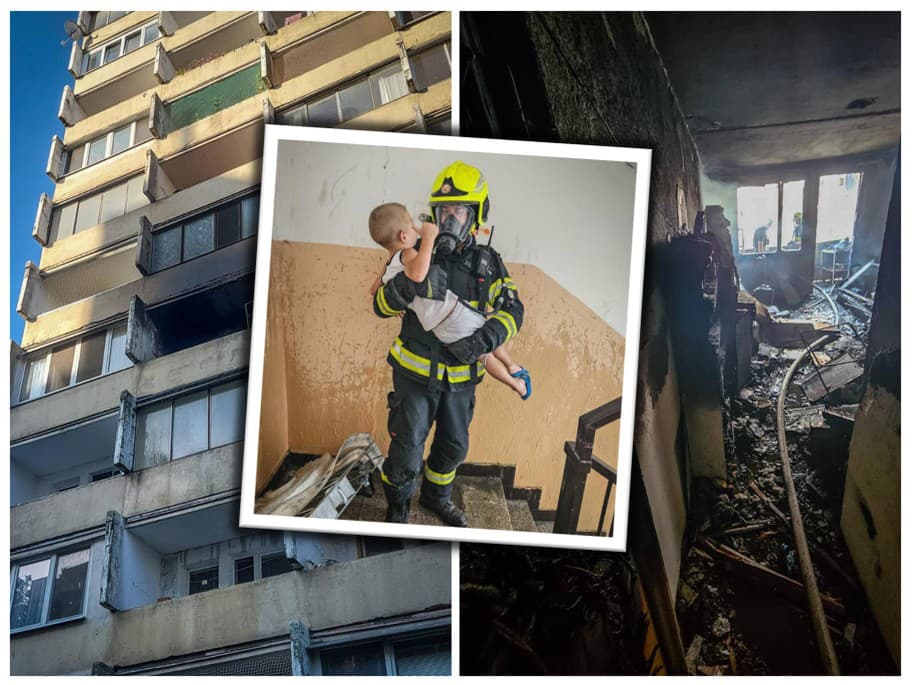 Hasiči vlastnoručne nosili deti z obhorenej bytovky.