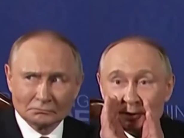 Ruský prezident Vladimir Putin sa hádzal po novinároch na tlačovej konferencii na Aljaške rôzne grimasy. Pýtali sa ho na vojnu na Ukrajine  