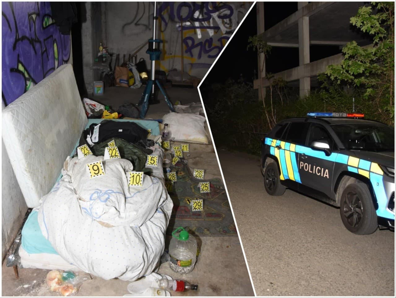 Zábery z miesta činu