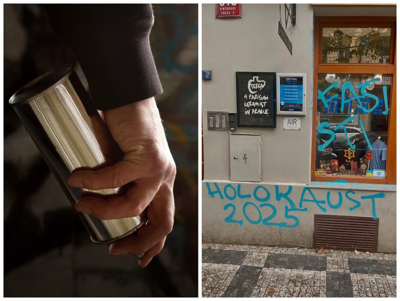 Nápis Holokaust 2025 sa objavil na jednom z obchodov v Česku.