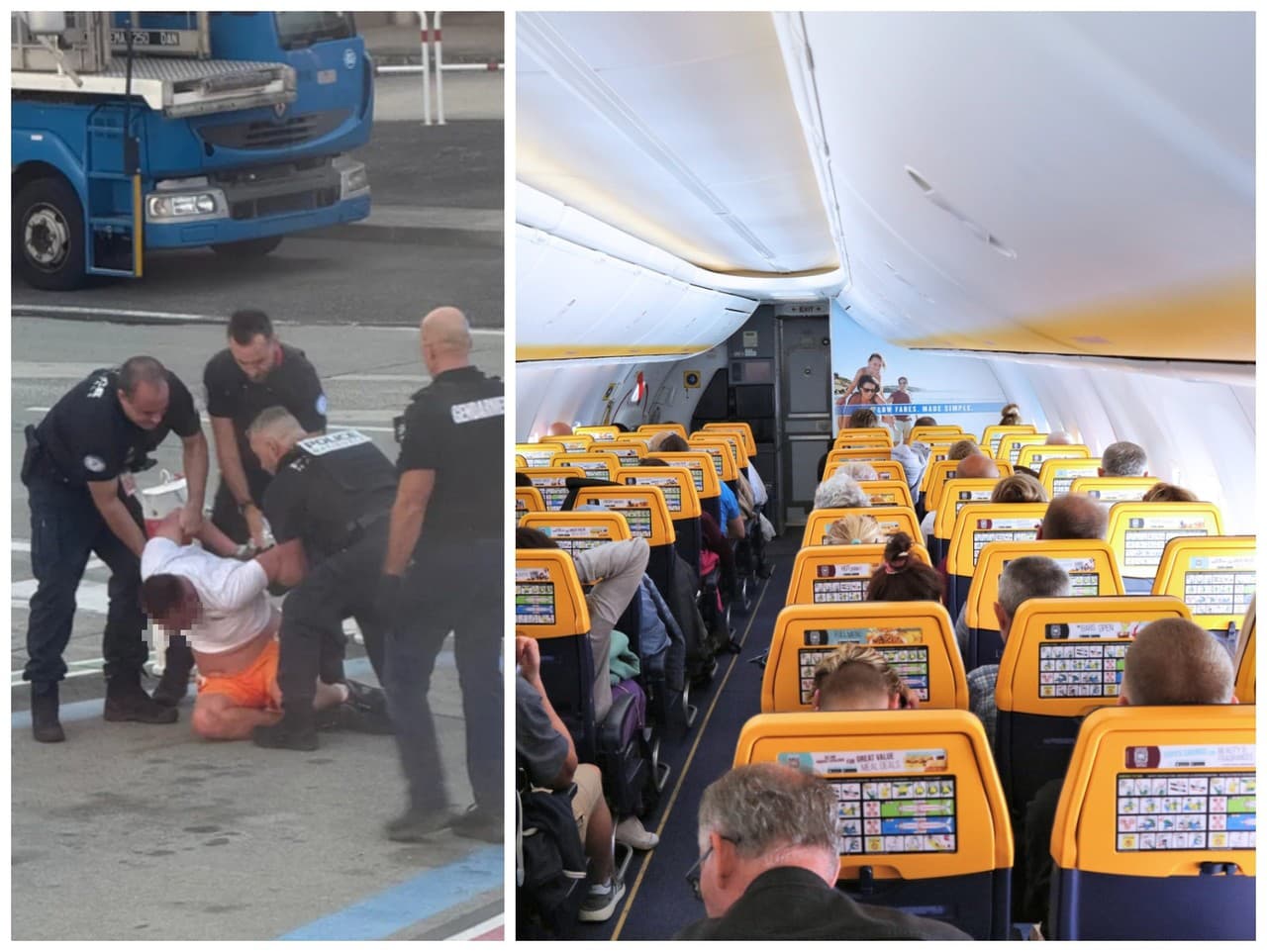 Opitého muža museli z lietadla eskortovať preč.