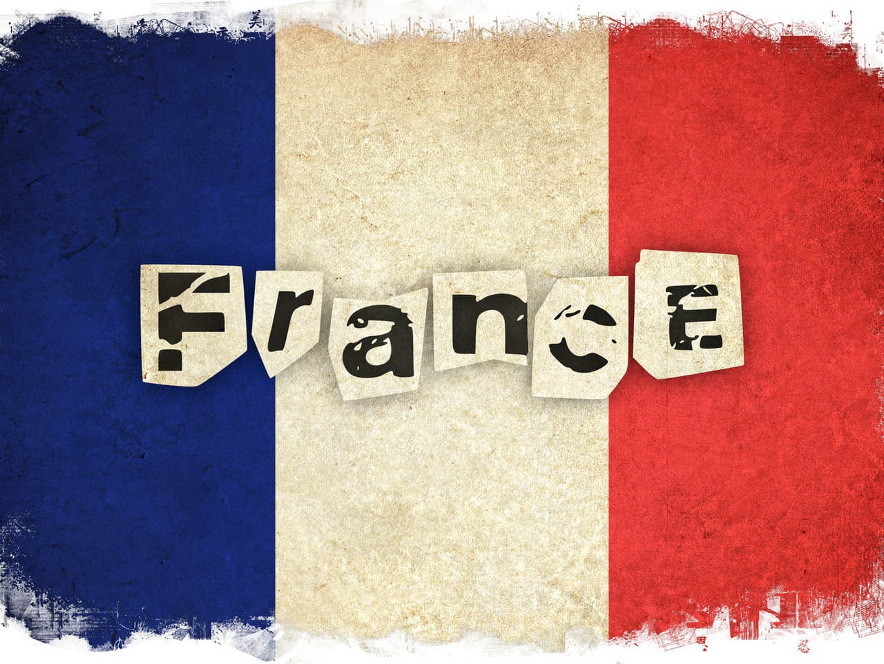 Grunge flag of France / French country with text